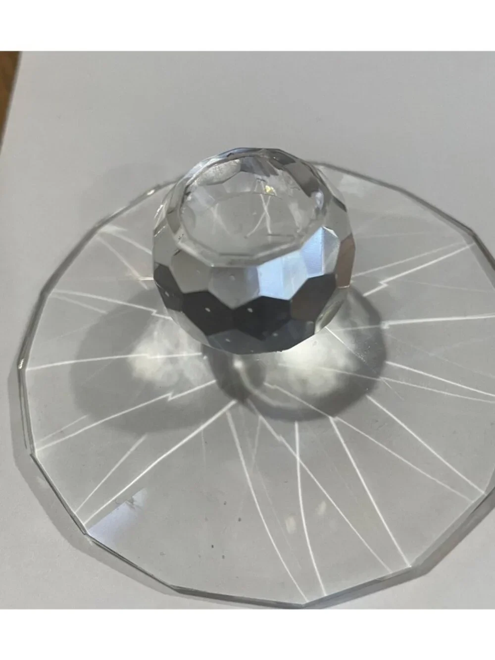 Crystal Glass Candle Topper 3 1/4”